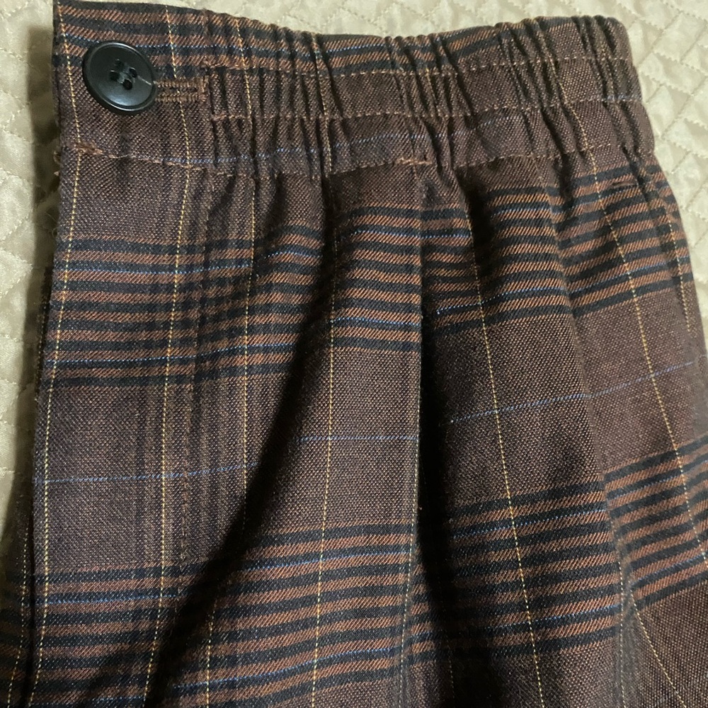 Madewell Pull On Elastic Waist Brown Plaid Pants Size XS - Picture 5 of 6